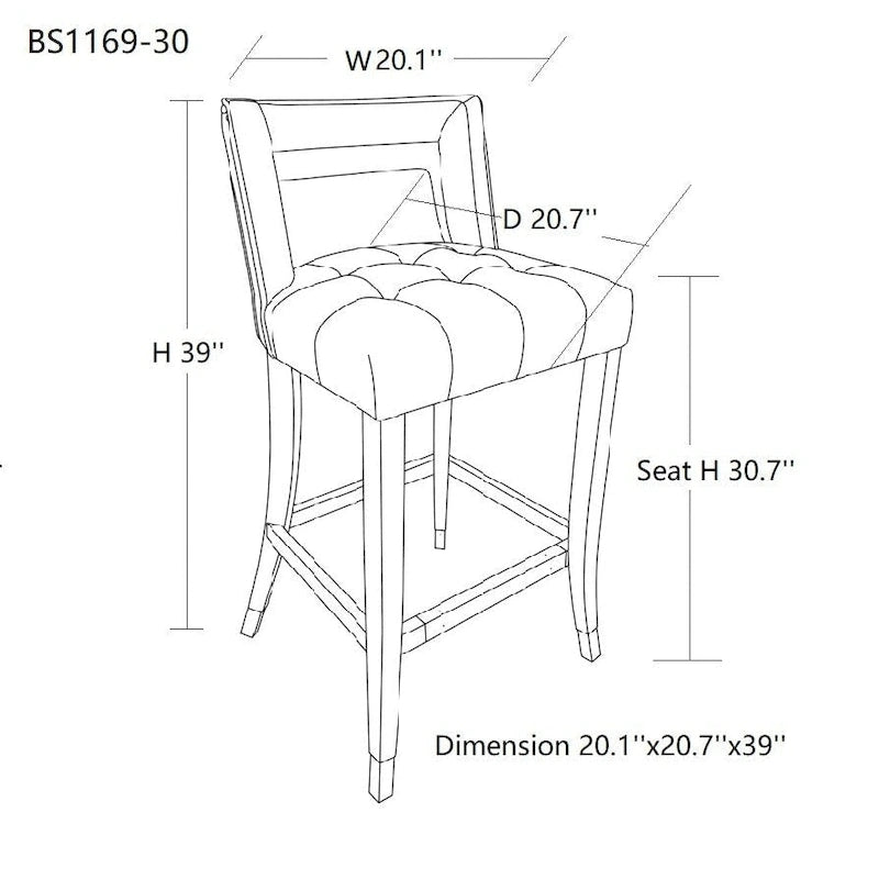 Velvet Upholstered Dining Chair with Nailhead Trim & Birchwood Legs