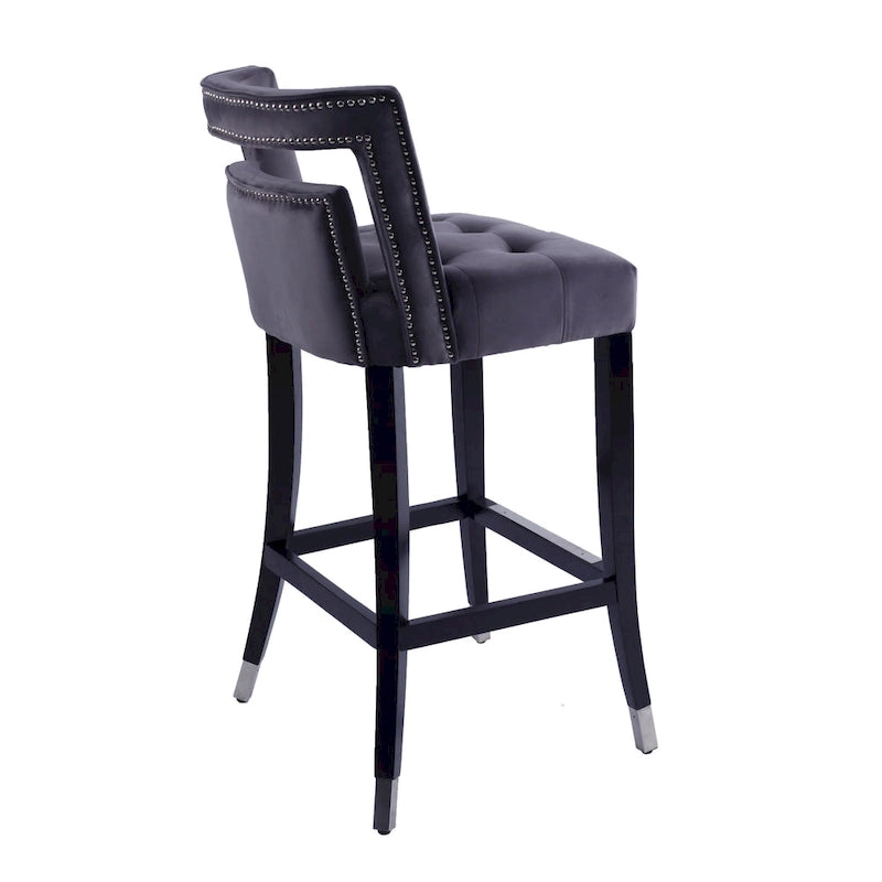 Velvet Upholstered Dining Chair with Nailhead Trim & Birchwood Legs