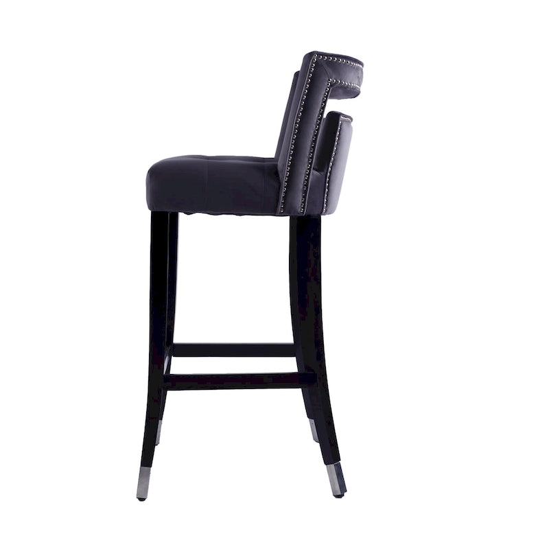 Velvet Upholstered Dining Chair with Nailhead Trim & Birchwood Legs