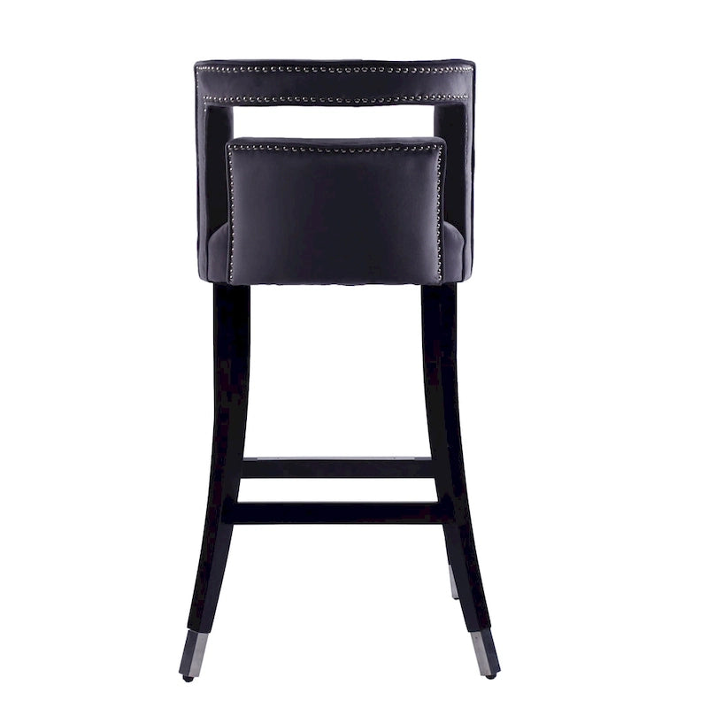 Velvet Upholstered Dining Chair with Nailhead Trim & Birchwood Legs