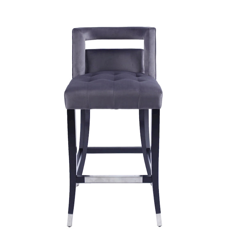 Velvet Upholstered Dining Chair with Nailhead Trim & Birchwood Legs