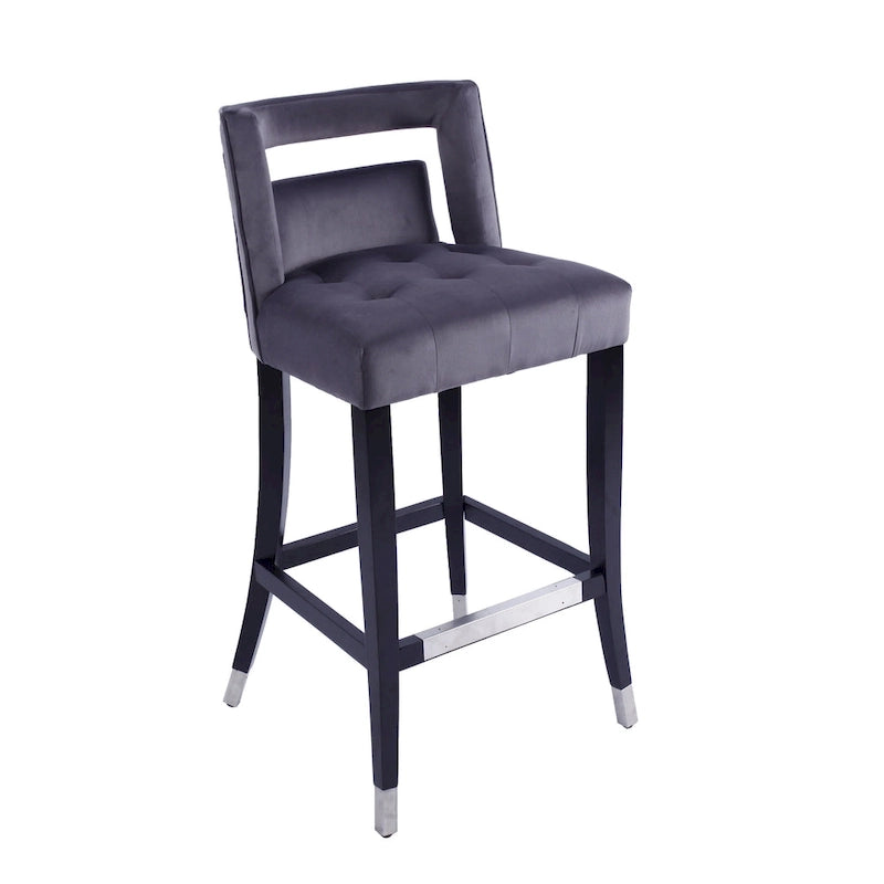 Velvet Upholstered Dining Chair with Nailhead Trim & Birchwood Legs