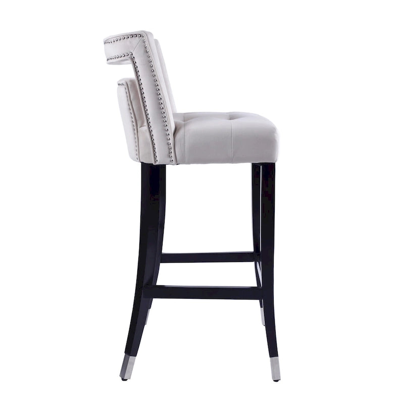 Velvet Upholstered Dining Chair with Nailhead Trim & Birchwood Legs