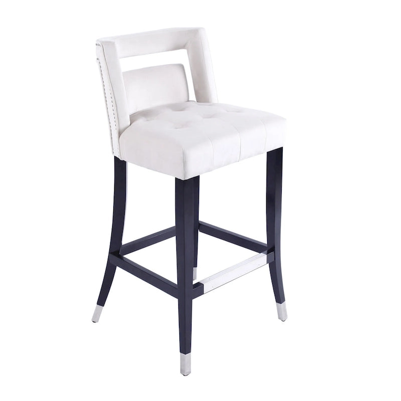 Velvet Upholstered Dining Chair with Nailhead Trim & Birchwood Legs