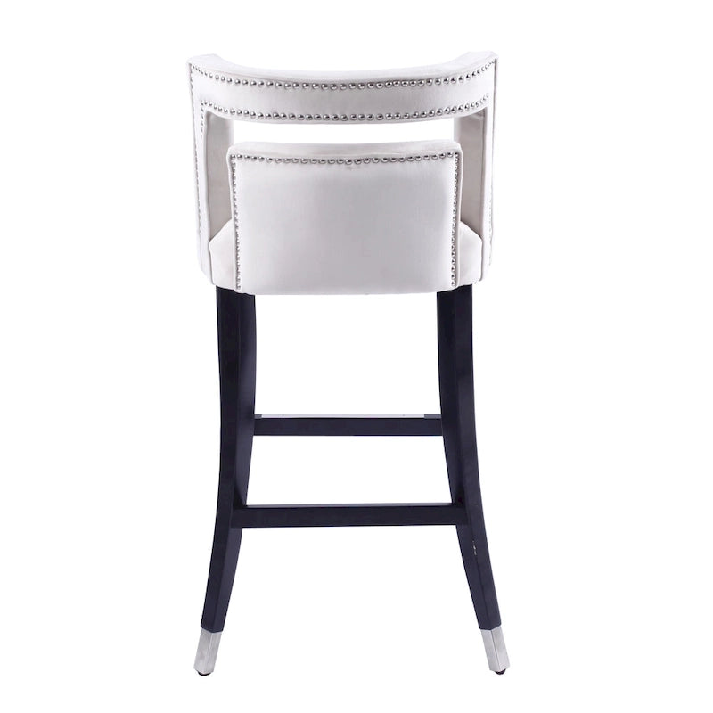 Velvet Upholstered Dining Chair with Nailhead Trim & Birchwood Legs