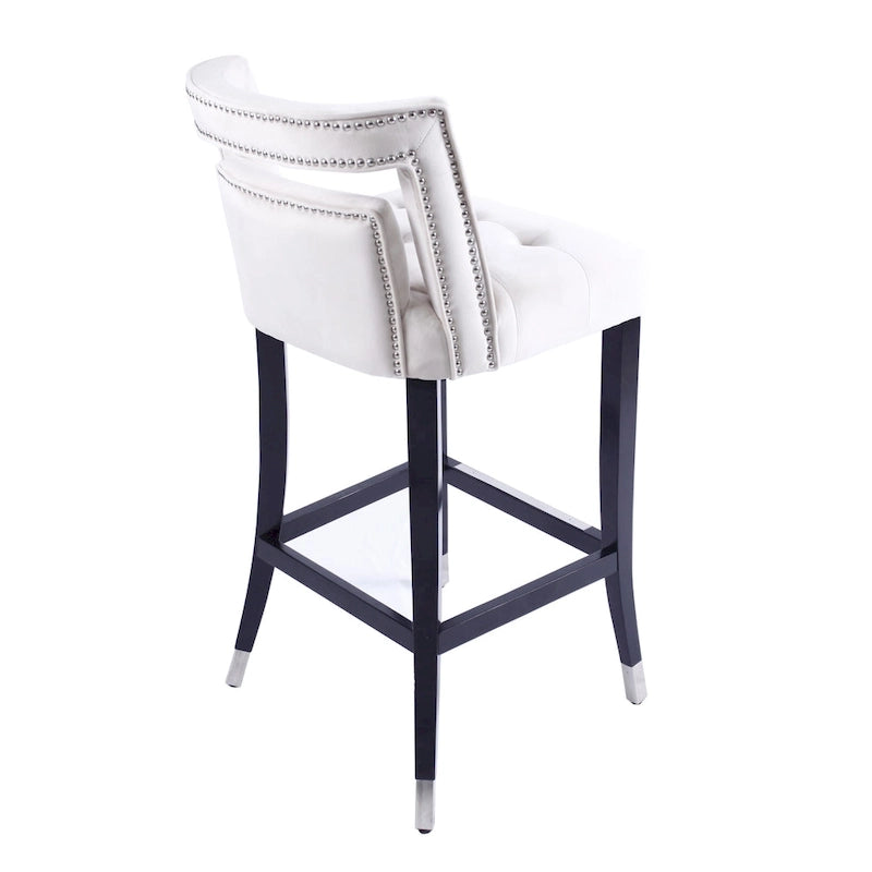 Velvet Upholstered Dining Chair with Nailhead Trim & Birchwood Legs