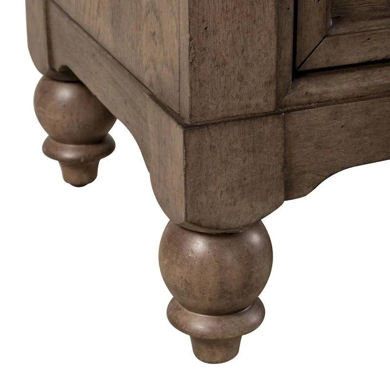 9-Drawer Farmhouse Solid Wood Dresser - Dusty Taupe Wire-Brushed Finish with Antique Brass Hardware