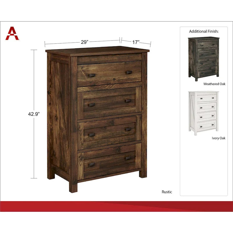 4-Drawer Farmhouse Dresser – Rustic Barn Wood Style