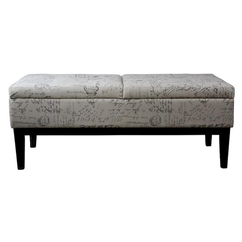 Tufted Upholstered Storage Bench with Dual Lift Lids - Grey
