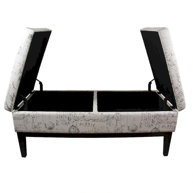 Tufted Upholstered Storage Bench with Dual Lift Lids - Grey