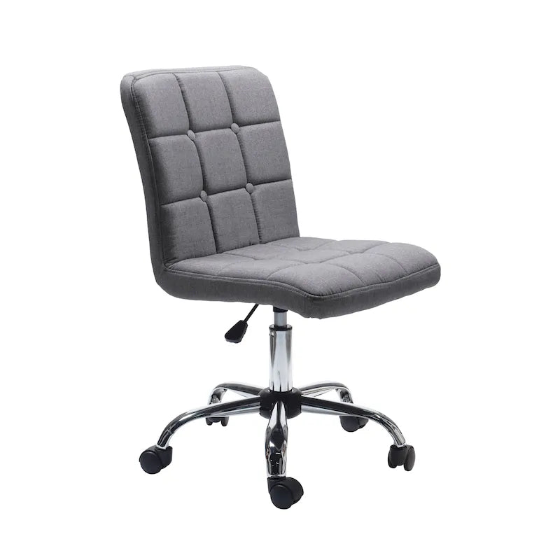 Tufted Fabric Ergonomic Office Chair with Metal Base - Height Adjustable & Swivel