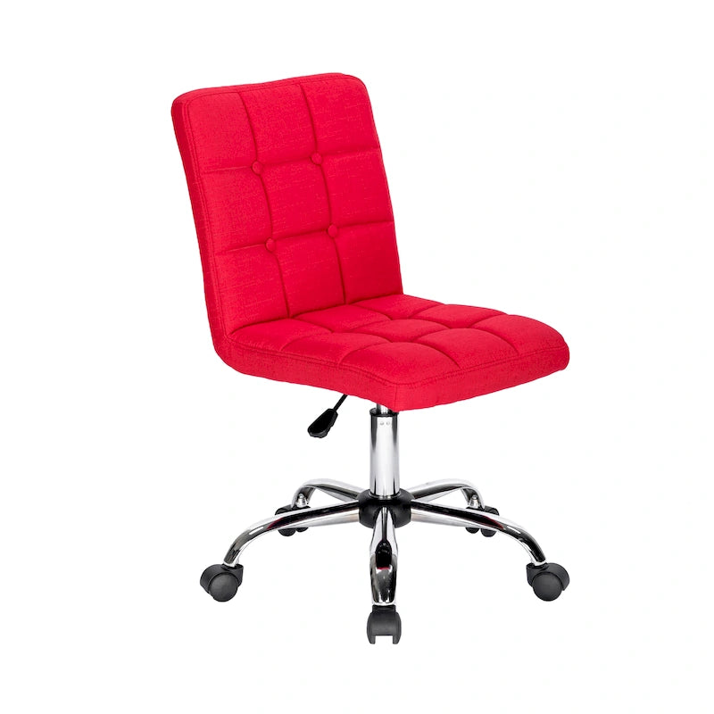 Tufted Fabric Ergonomic Office Chair with Metal Base - Height Adjustable & Swivel