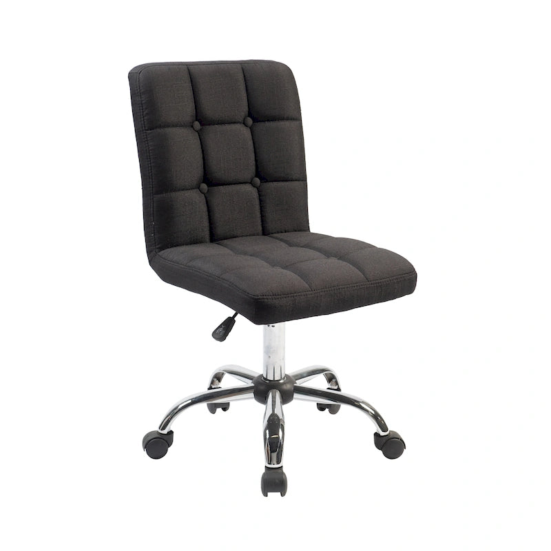 Tufted Fabric Ergonomic Office Chair with Metal Base - Height Adjustable & Swivel