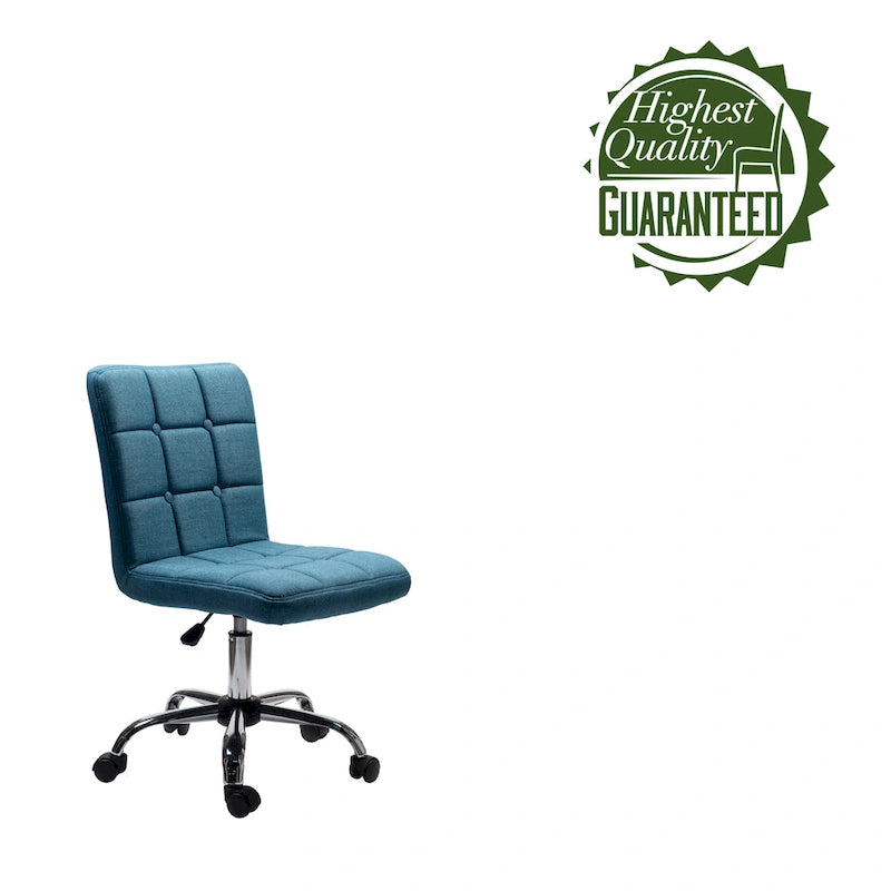 Tufted Fabric Ergonomic Office Chair with Metal Base - Height Adjustable & Swivel
