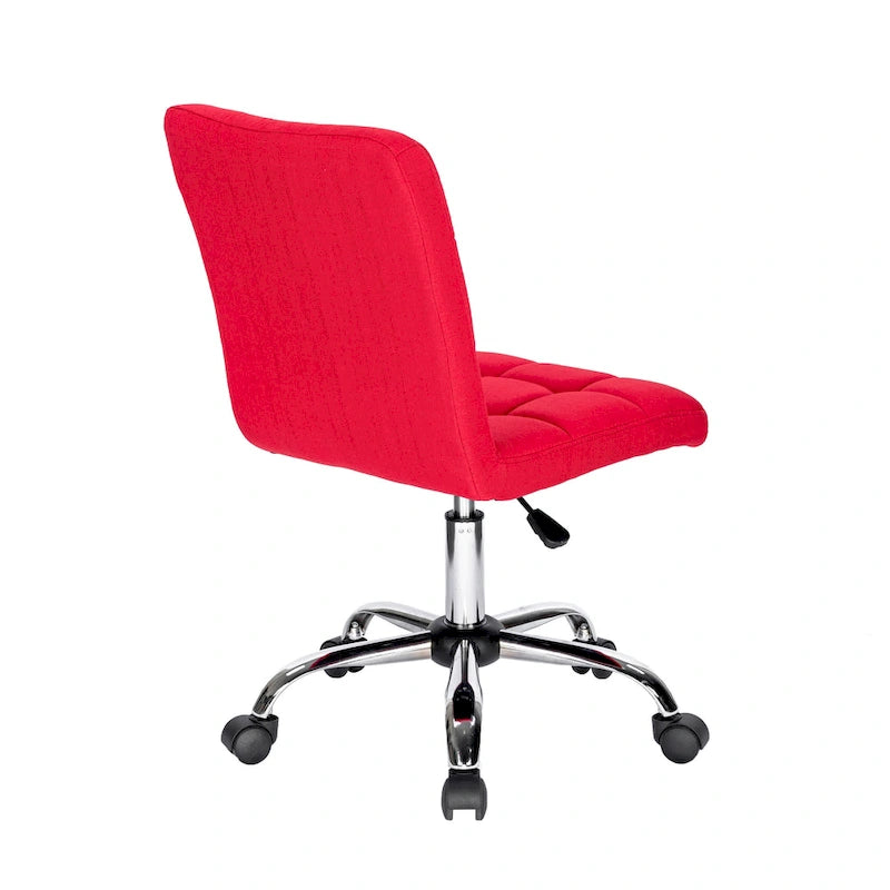 Tufted Fabric Ergonomic Office Chair with Metal Base - Height Adjustable & Swivel