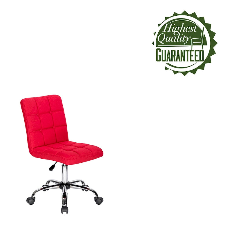 Tufted Fabric Ergonomic Office Chair with Metal Base - Height Adjustable & Swivel