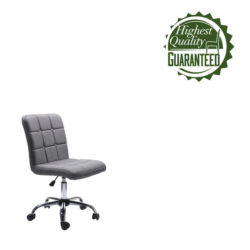 Tufted Fabric Ergonomic Office Chair with Metal Base - Height Adjustable & Swivel