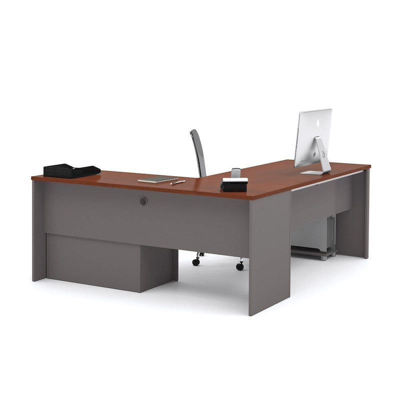 L-Shaped Office Desk with Oversized File Pedestal, Keyboard Tray & Wire Management