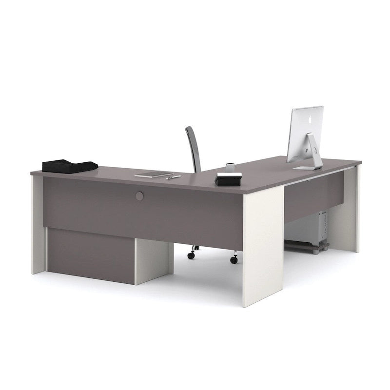 L-Shaped Office Desk with Oversized File Pedestal, Keyboard Tray & Wire Management