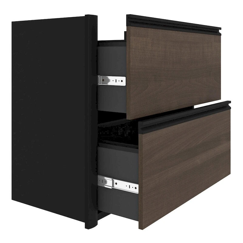 L-Shaped Office Desk with Oversized File Pedestal, Keyboard Tray & Wire Management