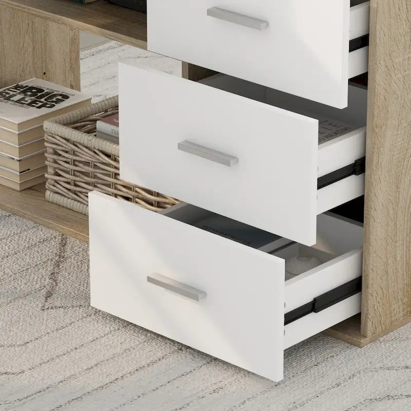55" L-Shaped Home Office Desk with Drawer & Open Storage Shelf - Corner-Fit Design