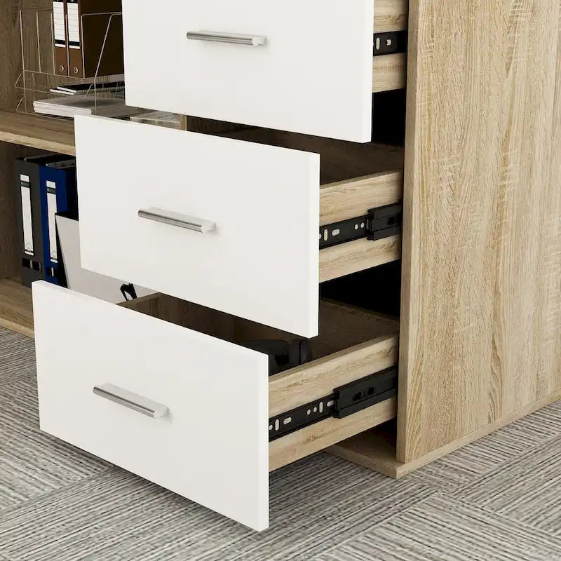 55" L-Shaped Home Office Desk with Drawer & Open Storage Shelf - Corner-Fit Design