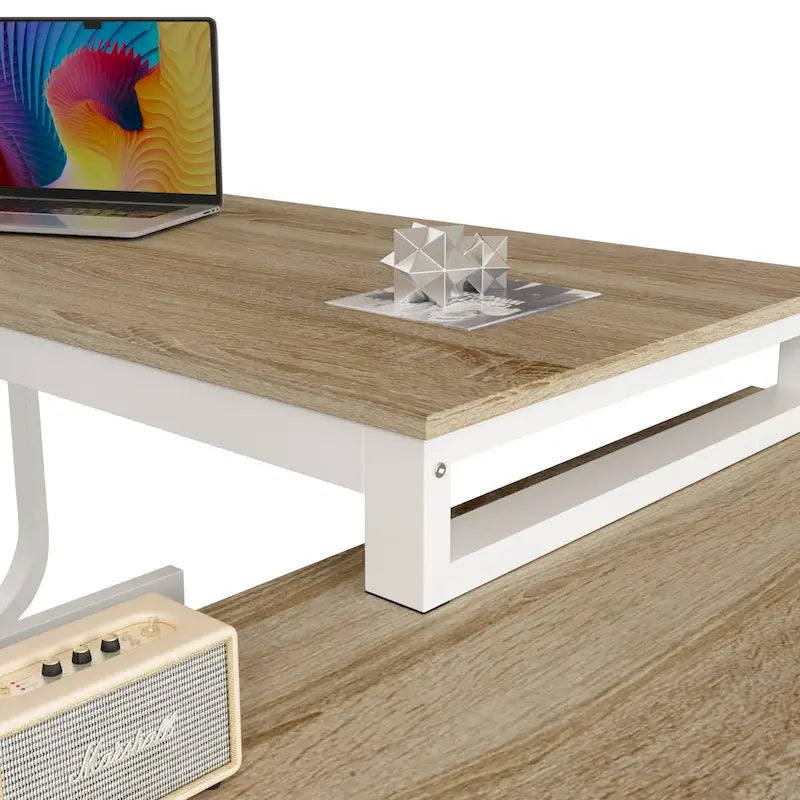 55" L-Shaped Home Office Desk with Drawer & Open Storage Shelf - Corner-Fit Design