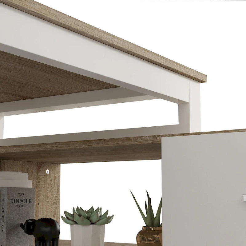 55" L-Shaped Home Office Desk with Drawer & Open Storage Shelf - Corner-Fit Design