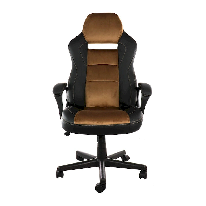 High-Back Adjustable Faux Leather Office Chair – Black & Brown