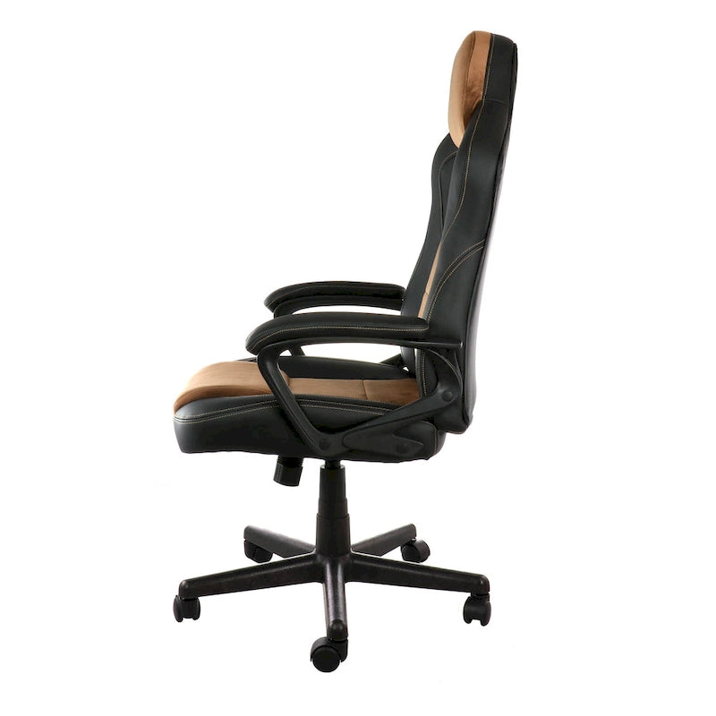 High-Back Adjustable Faux Leather Office Chair – Black & Brown