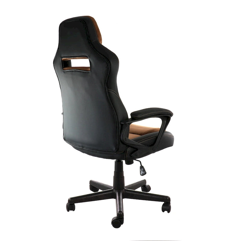 High-Back Adjustable Faux Leather Office Chair – Black & Brown