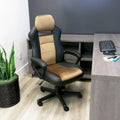 High-Back Adjustable Faux Leather Office Chair – Black & Brown