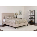 Full Size Upholstered Platform Bed with Tufted Headboard – Beige
