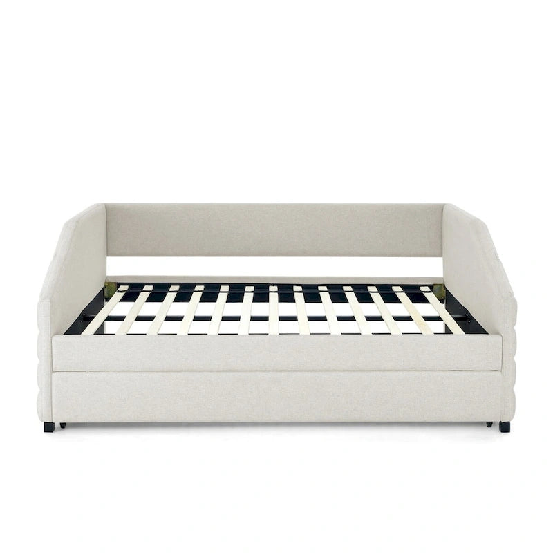 Tufted Upholstered Daybed with 2 Storage Drawers - Linen Sofa Bed