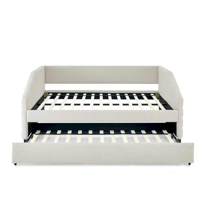 Tufted Upholstered Daybed with 2 Storage Drawers - Linen Sofa Bed