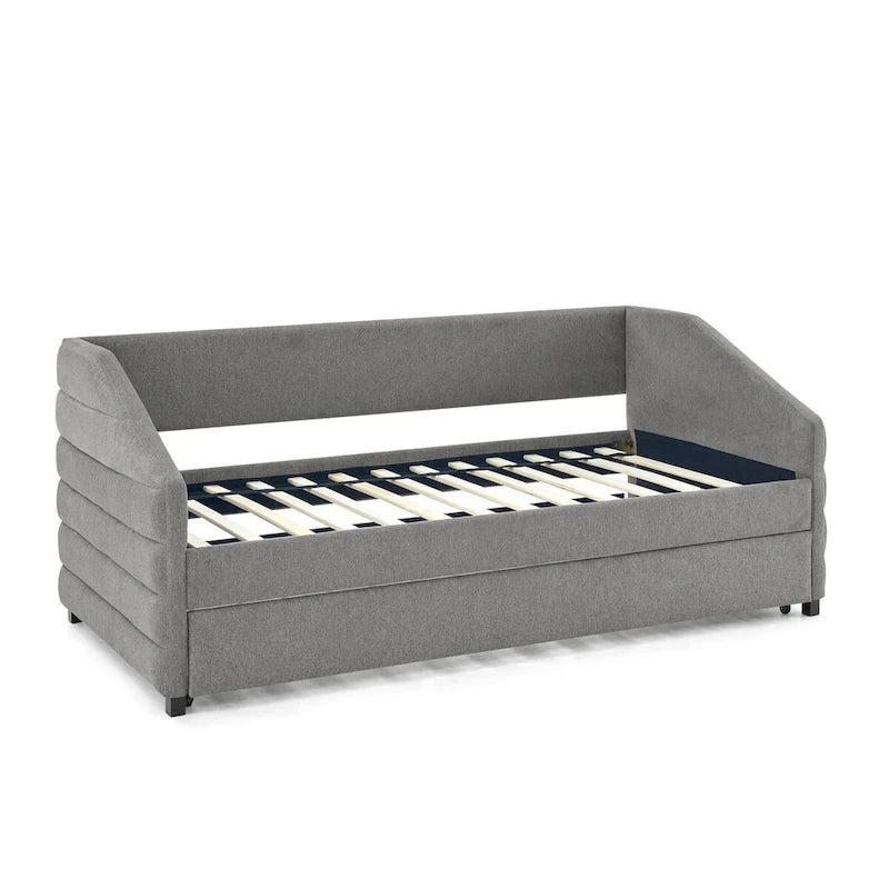 Tufted Upholstered Daybed with 2 Storage Drawers - Linen Sofa Bed