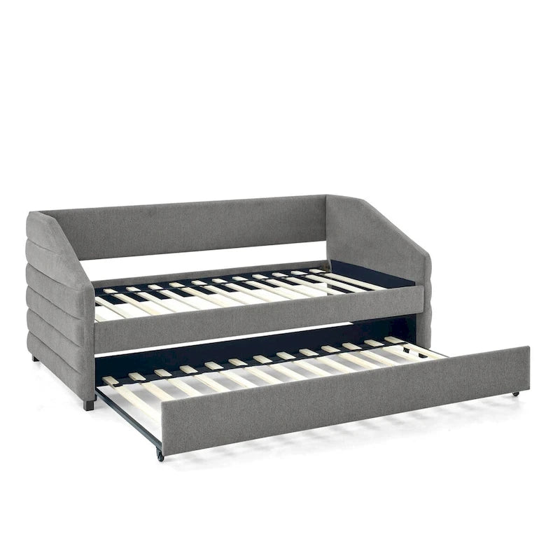 Tufted Upholstered Daybed with 2 Storage Drawers - Linen Sofa Bed