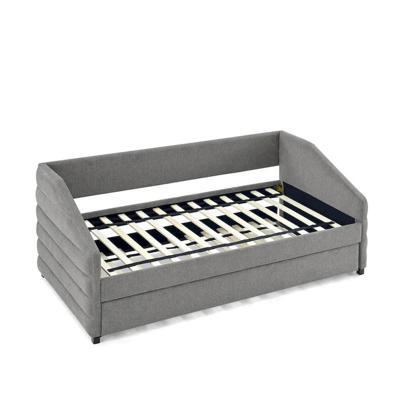 Tufted Upholstered Daybed with 2 Storage Drawers - Linen Sofa Bed