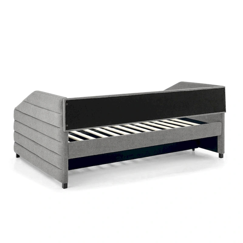 Tufted Upholstered Daybed with 2 Storage Drawers - Linen Sofa Bed