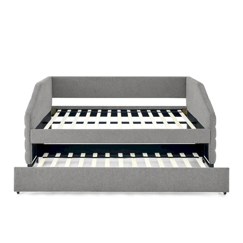 Tufted Upholstered Daybed with 2 Storage Drawers - Linen Sofa Bed