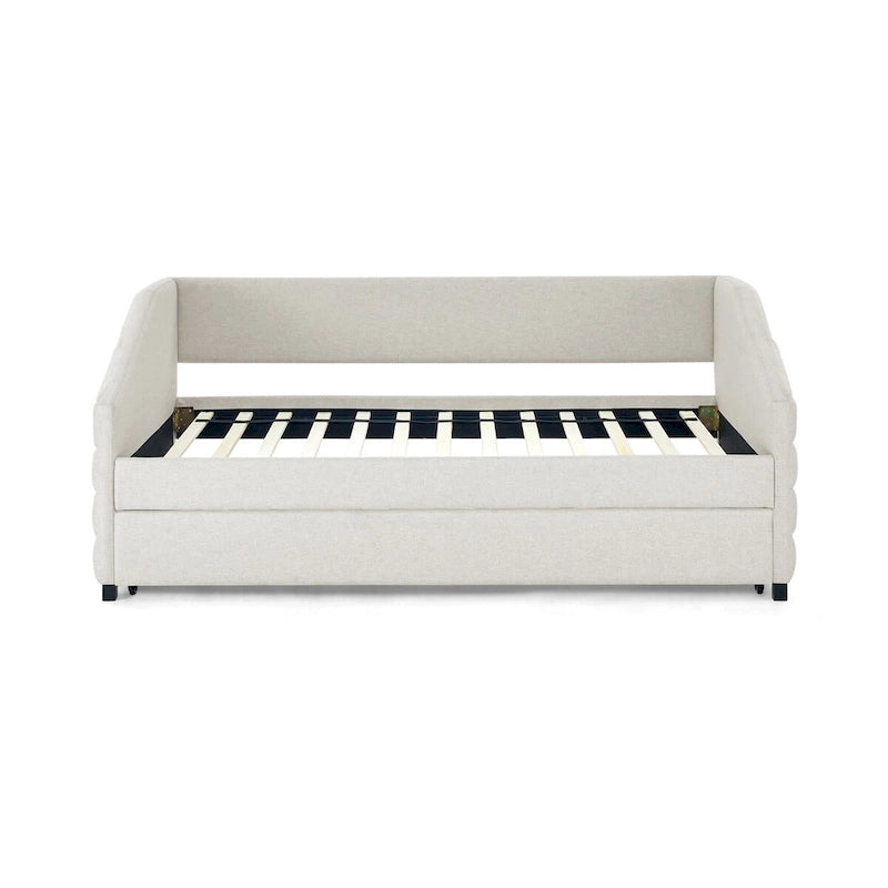 Tufted Upholstered Daybed with 2 Storage Drawers - Linen Sofa Bed