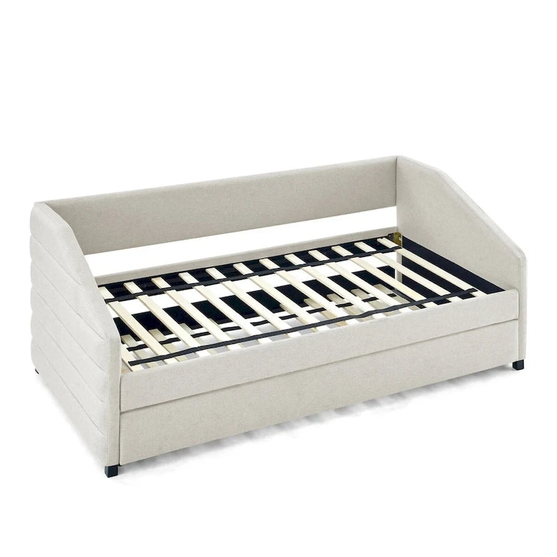 Tufted Upholstered Daybed with 2 Storage Drawers - Linen Sofa Bed