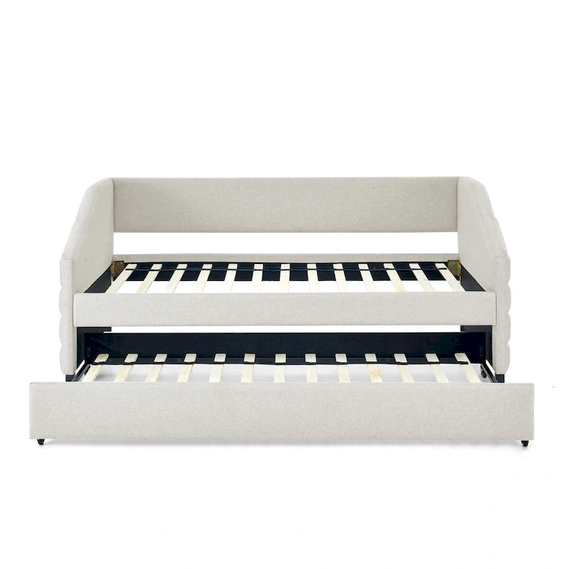 Tufted Upholstered Daybed with 2 Storage Drawers - Linen Sofa Bed