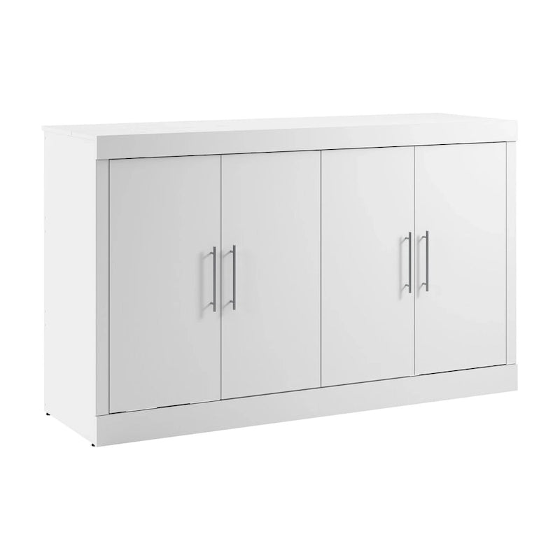 75" Queen Cabinet Bed with Folding Foam Mattress – Space-Saving Guest Room Solution