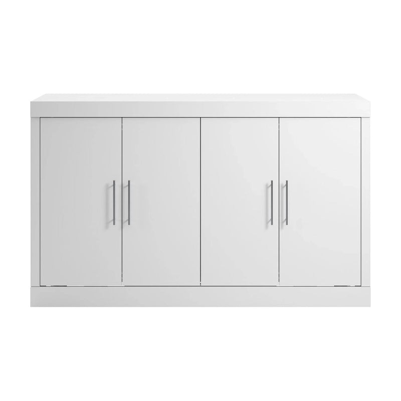 75" Queen Cabinet Bed with Folding Foam Mattress – Space-Saving Guest Room Solution