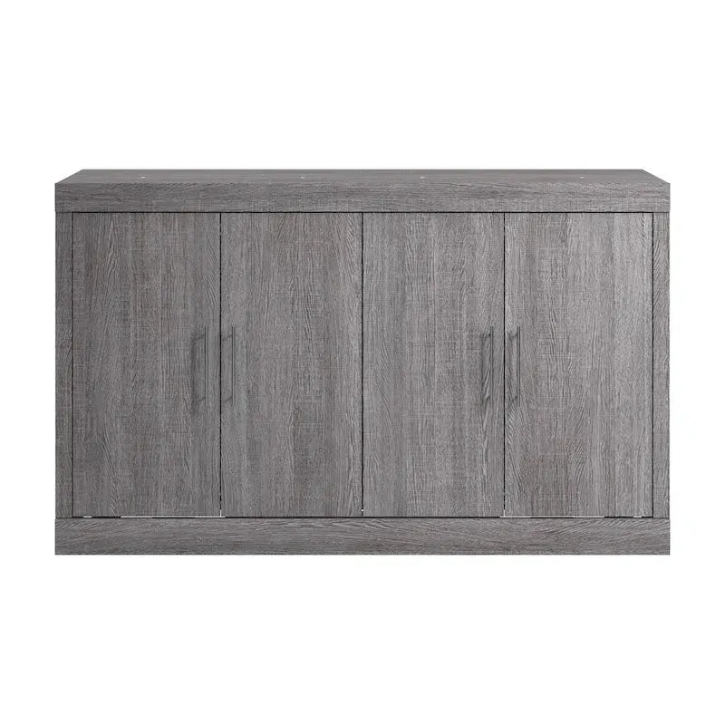 75" Queen Cabinet Bed with Folding Foam Mattress – Space-Saving Guest Room Solution