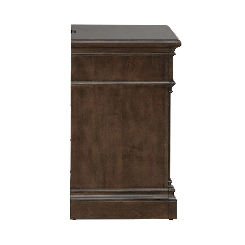3-Drawer Wood Nightstand with Built-In Charging Station – Satin Cherry
