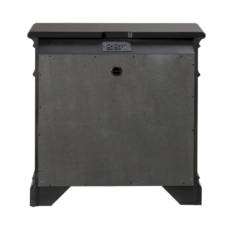 3-Drawer Wood Nightstand with Built-In Charging Station – Satin Cherry