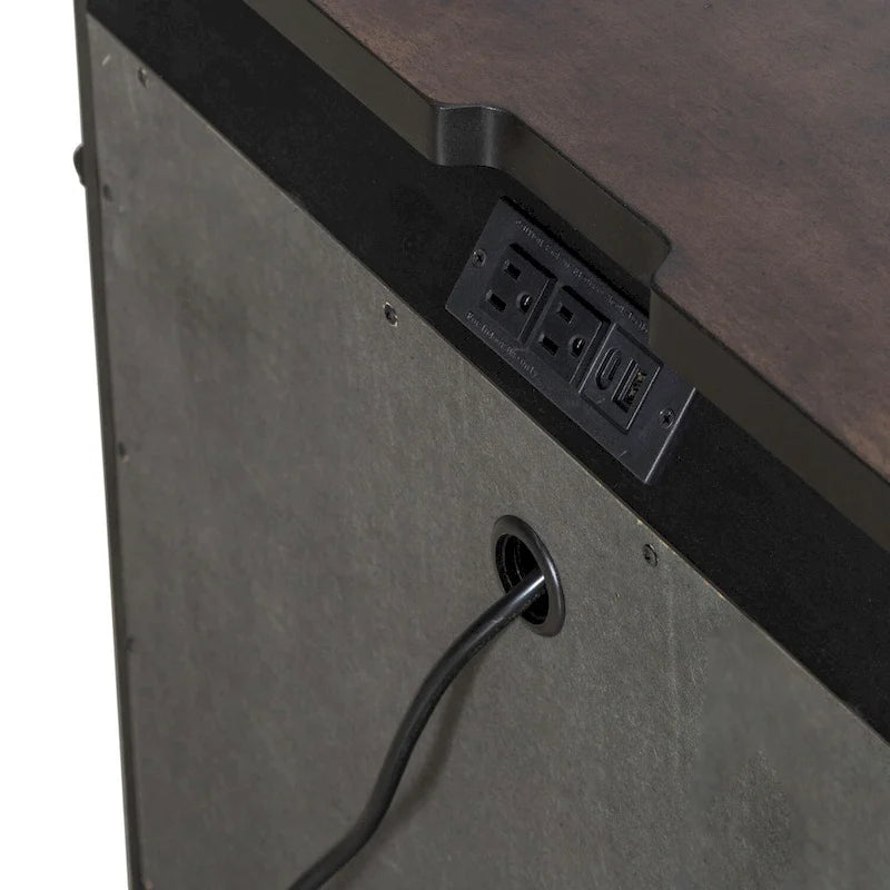 3-Drawer Wood Nightstand with Built-In Charging Station – Satin Cherry