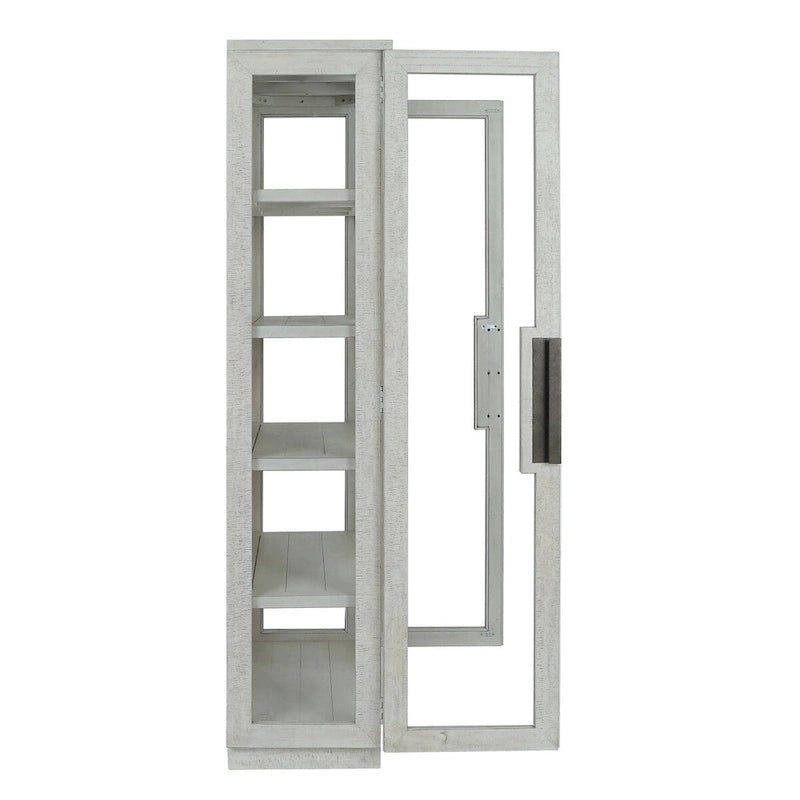 Tall Reclaimed Pine Wood Display Cabinet with Tempered Glass Doors & Brass Hardware